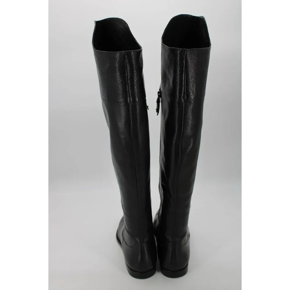 Black Women's Tall Leather Riding Boots